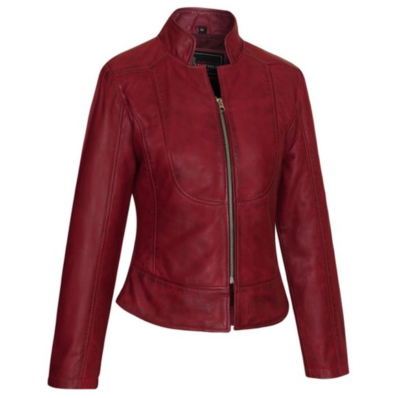 Vance Leathers VL650BU 'Maya' Ladies Premium Soft Lightweight Burgundy Fitted - Picture 5 of 10